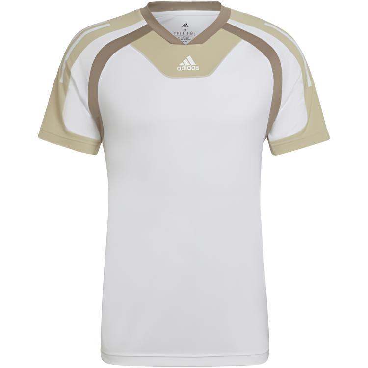Men s adidas Round Neck Pullover Colorblock Short Sleeve White T-Shirt HP1884 L