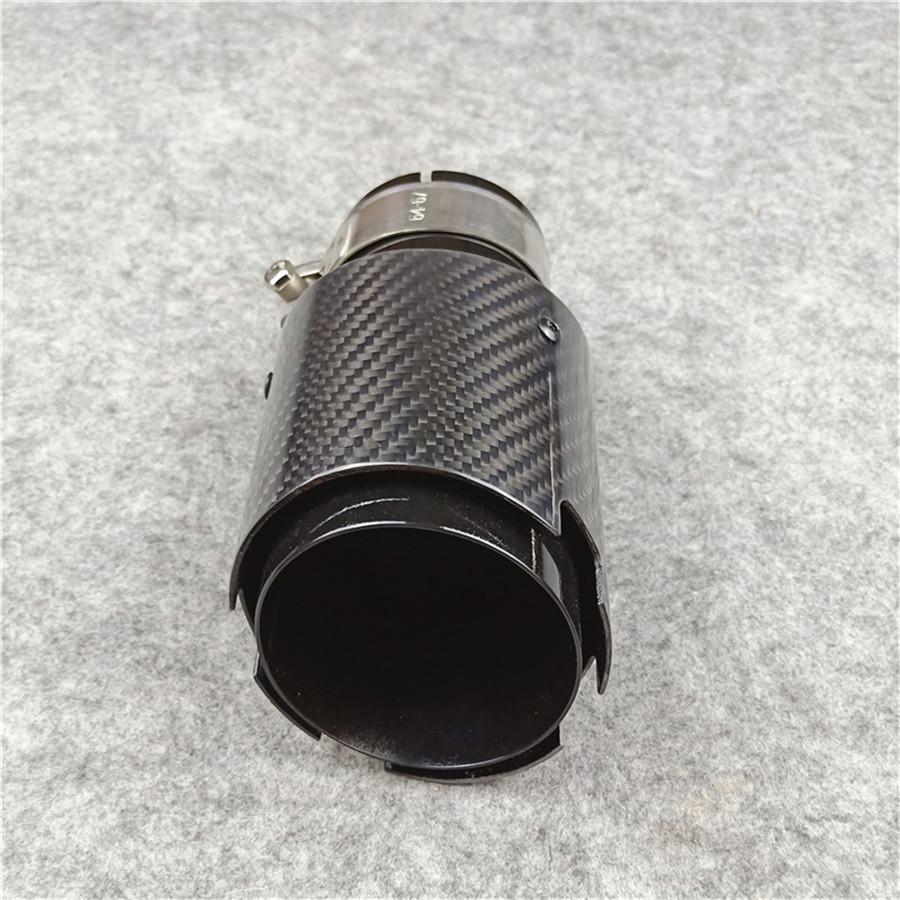 2Pcs NEW 63mm Universal Top Quality Glossy Titanium Black Carbon Fiber Exhaust Muffler Tail Pipes Fit For Bmw Benz