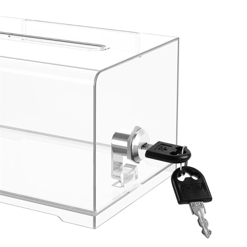 Plastic Container With Lock And Sign Holder Suggestion Box Acrylic Solid Ballot Box Durable Tip Jar Voting