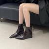 Pointed Wedge Heel Short Boots Women's Autumn and Winter Zipper Skinny Boots High Heel Martin Boots