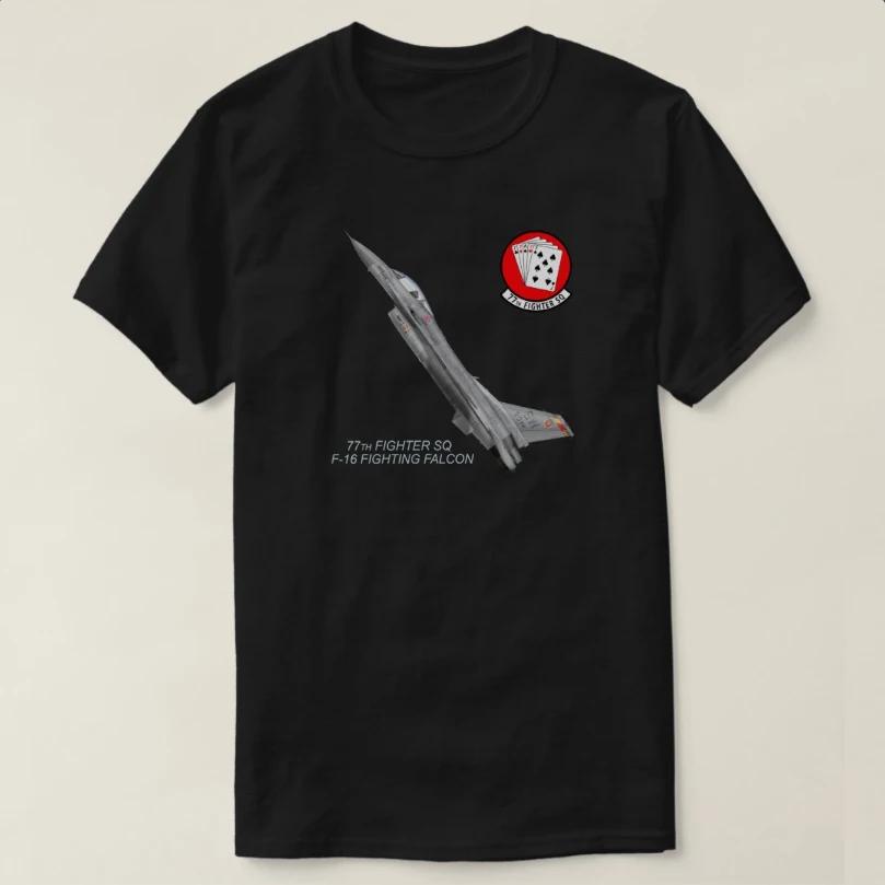 77th Fighter Squadron F16 Fighting Falcon Fighter Aircraft TShirt 100 Cotton ONeck Summer Short Sleeve Casual Mens Tshirt S
