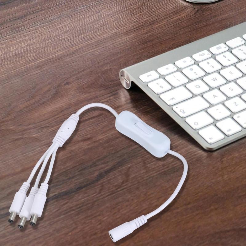 5.5x2.1mm DC5521 Y Splitter Power Cable with On/Off Switcher for Security Camera and LED Light 37CM