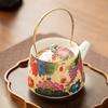 Enamel colored gold silk peony beam pot household kung fu tea set single pot Chinese high-end tea ware brewing teapot