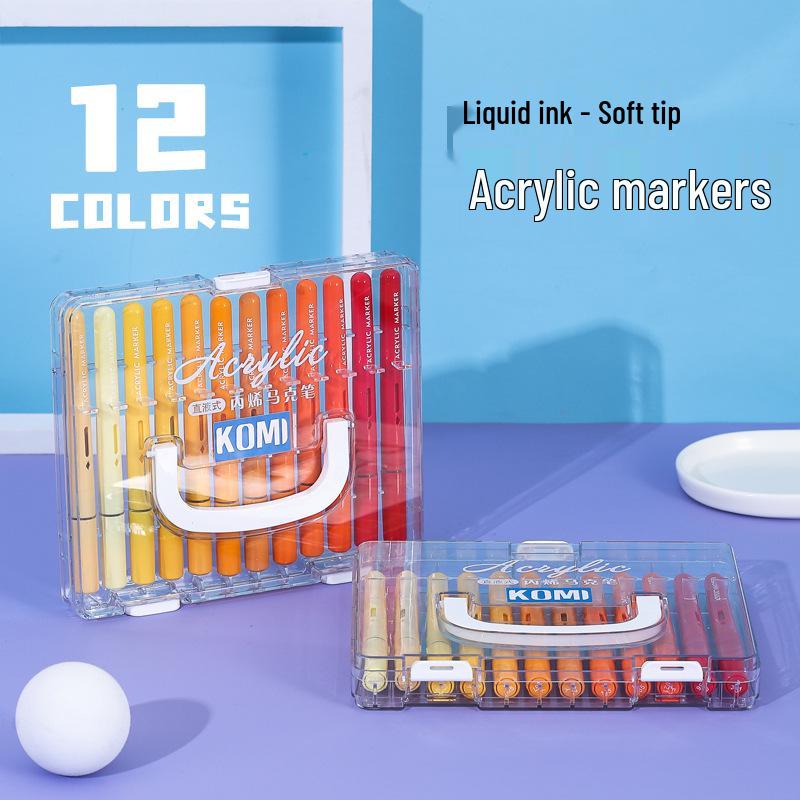 

Large Capacity Liquid Ink Acrylic Marker - Soft Tip, Non-Bleeding, Stackable Colors for Students and Graffiti Art.