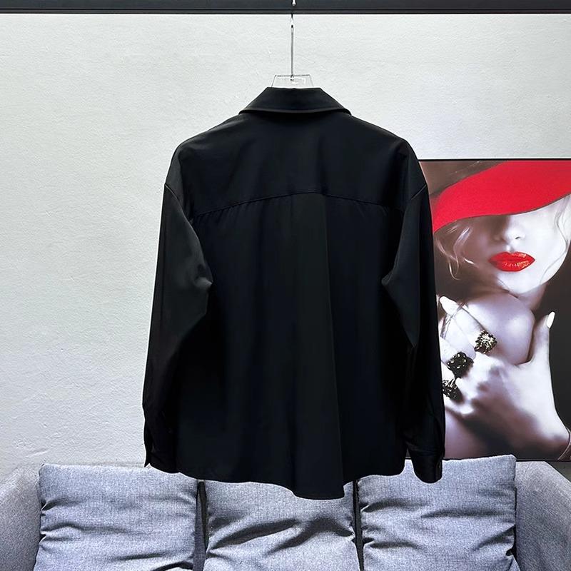 Męska Koszula z Długim Rękawem, zapinana na guziki, z Metalowym Pierścieniem i Detalem Łańcuszka, Casualowa, Streetwear