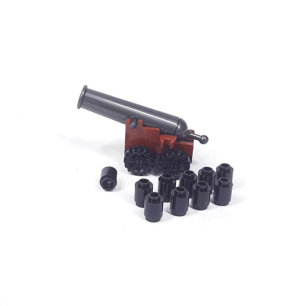 Medieval Military Cannon Small Particle Soldier Figurine Building Block Pirate Ship Artillery Scene Ornament Toy
