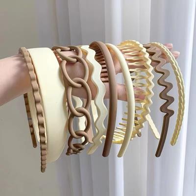 9Pcs Hair Hoop Clip Non-slip Design Headdress with Teeth Hairstyle Fixing Plastic Hairpin Women Girls Bangs Clip Headband Face Washing Headwear