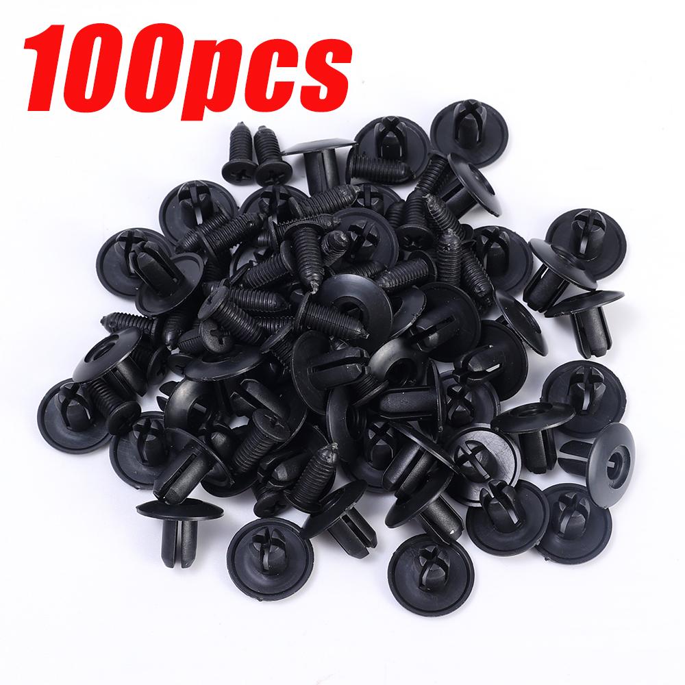 8mm Plastic Rivets Fasteners Screw Car Bumper Fender Black Rivet Auto Fastener Clip for Toyota Focus Kia Nissan 100/50pcs