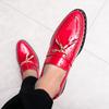 Luxuriöse Rote Lackleder Herrenschuhe Leder Designer Mann Männlich Quasten Herren Oxford Schuhe Mode Hochzeit Herren Kleiderschuhe für Männer