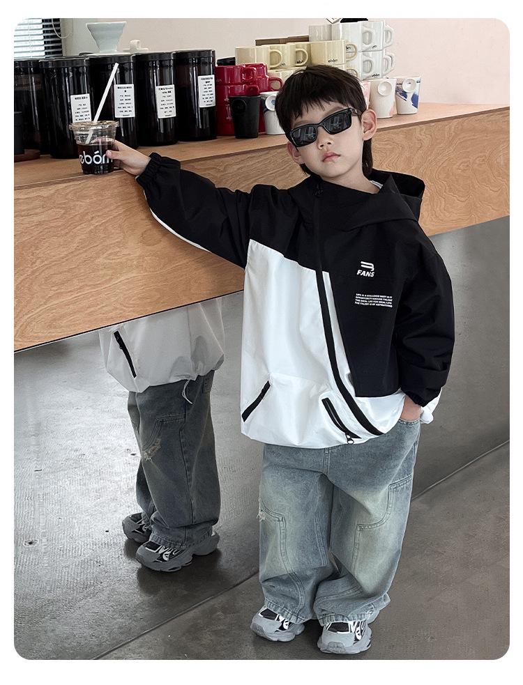 Autumn Clearance: Kids' Korean Style Color Block Hooded Windbreaker