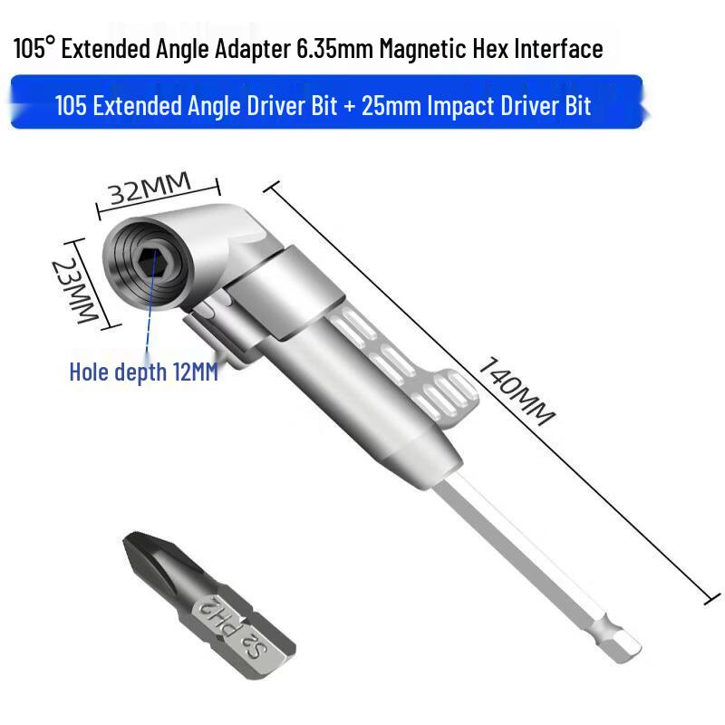 105-Degree Right Angle Impact Driver Attachment