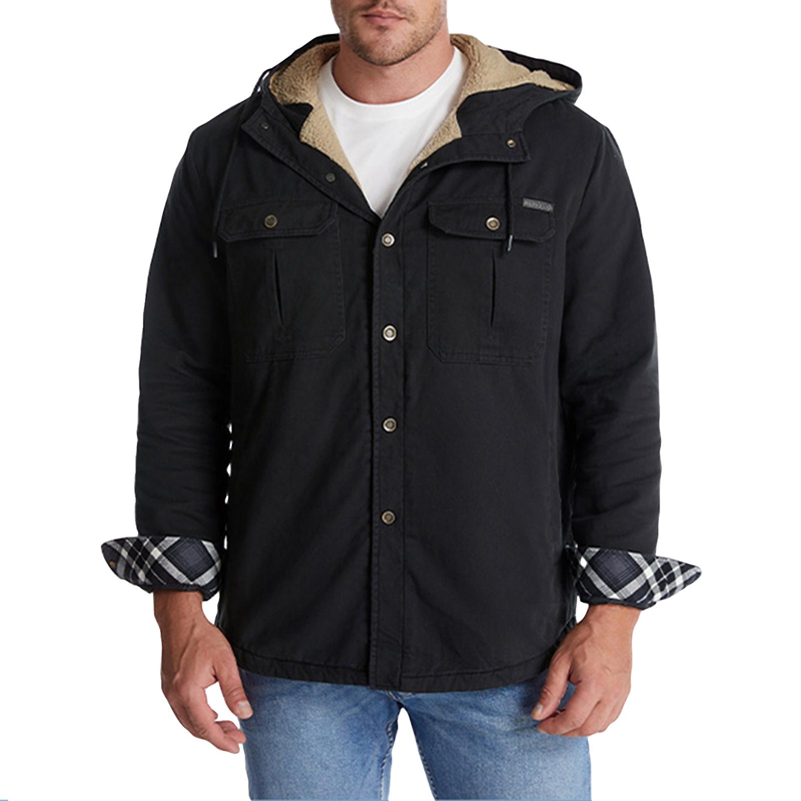 

Men s Solid Color Button Pocket Work Jacket Men s Casual Trucker Jacket L