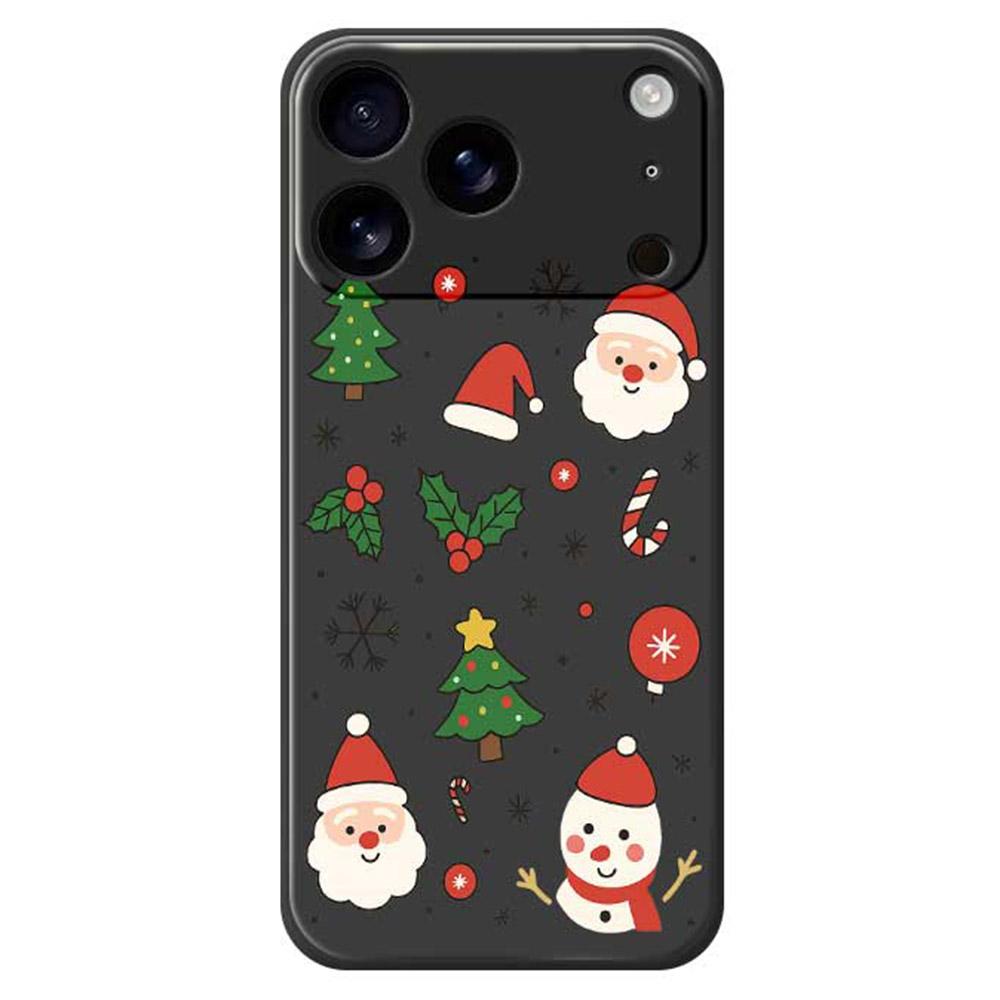

For iPhone 17 Pro Max Case Christmas Theme Pattern Printing Straight Edge TPU Phone Back Cover Black