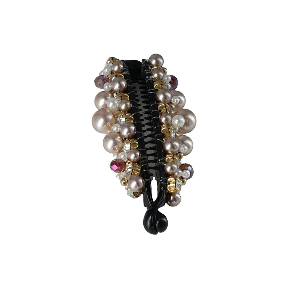 Fashion New Geometric Girls Women Plastic Hair Claws Hair Crabs Pearl Banana Clips Vertical Clip