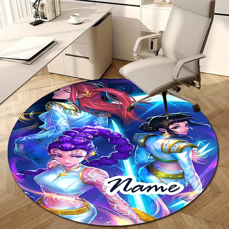 Personalized K-KPop Demon Hunters Round Chair Office Rug - Perfect for Mat, Office Chair & More - Ideal Gift for Birthdays and Holidays