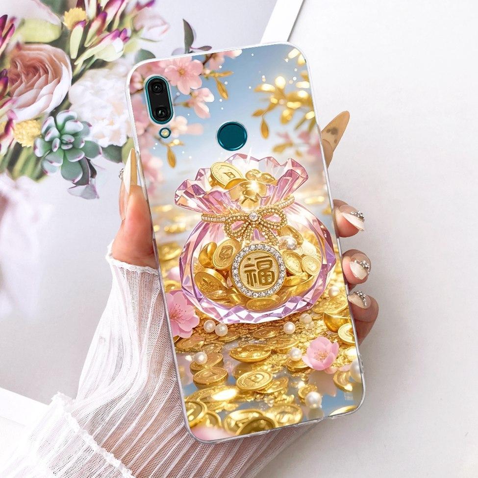 For Huawei Y9 2019 Case Cover Transparent Cute Cat Fashion Butterfly Funny Painted Casing For Huawei JKM-LX1 JKM-LX2 JKM-LX3