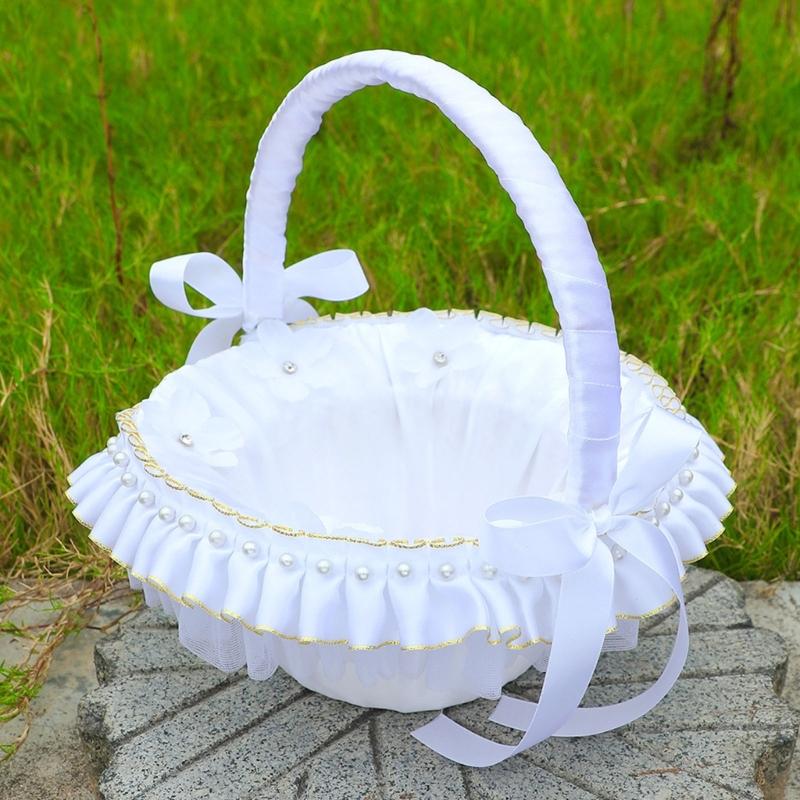 Princess Style Decorative Storage Basket With Metallic Accent Perfect For Bridal Showers Anniversaries And Photo Props