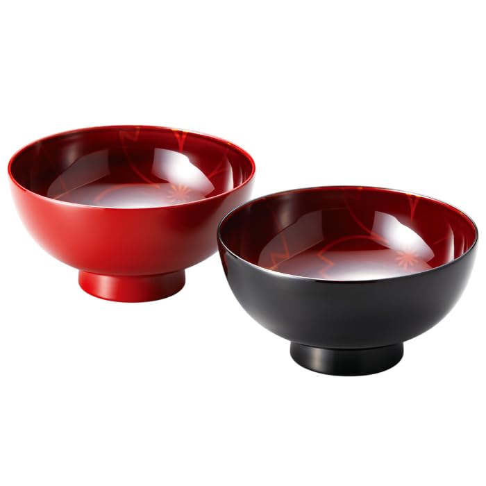 

Масано Ажурные цветки сакуры внутри красной чаши для супа Дзенсай,