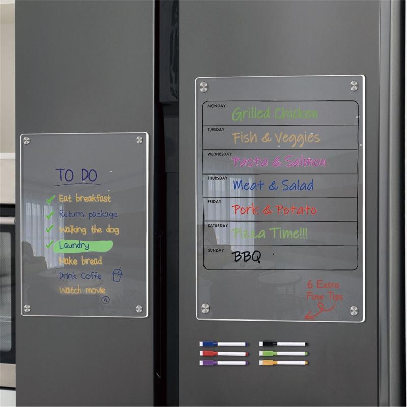 Magnetic Fridge Calendar Board, Acrylic Magnet Week Meal Planner Board for Student, Home, Offices, School Schedule