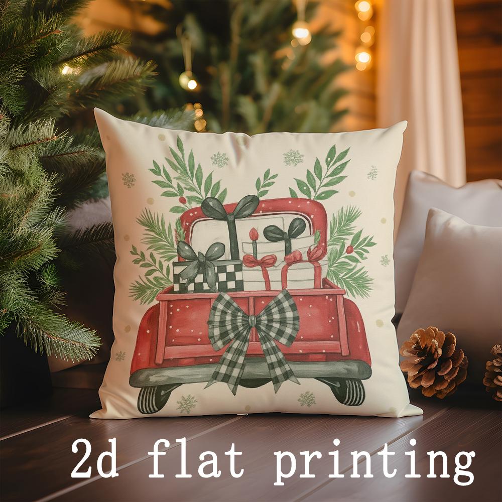 Home Decor Christmas Themed Deer & Tree Pattern Pillows Pattern Cushion Cover Suitable for Sofa Bedroom Car Pillow Cover