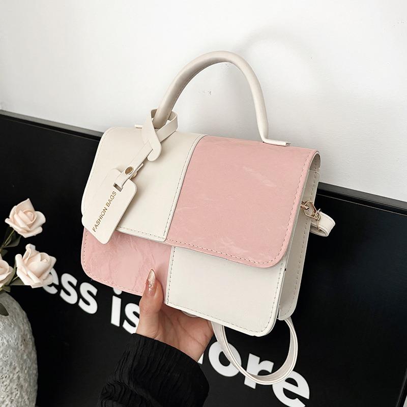New Fashion Trend Niche Contrasting Color Design Premium Texture Shoulder Messenger Bag Versatile Women's Bag Portable Small Square Bag