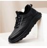 3515 Strong Man Men's Black Slip-On Sport Leather Shoes - New Style Casual Commuting Footwear