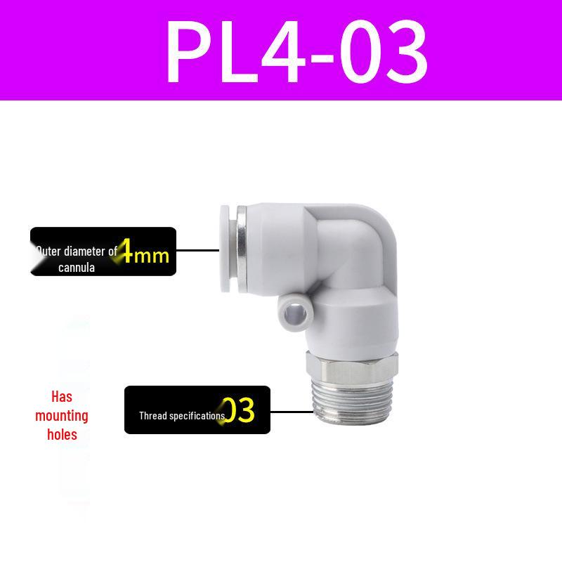 Premium White Male Thread Elbow PL8-02 Pneumatic Connector, 4-M5/6-01/10-03/12-04 Air Tube