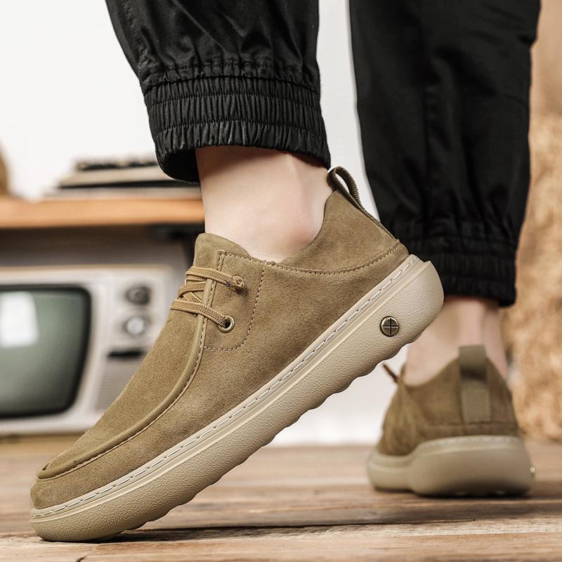 Men's Casual Leather Shoes Soft Sole Walking Shoes Luxury Brand Lace-Up Lightweight Walking Shoes Outdoor Mens Sneakers