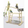 Wooden Bird Playstand Gym - Parrot Cockatiel Playground with Metal Feeder Perch Ladder Plate Interactive Bird Toy for Activity