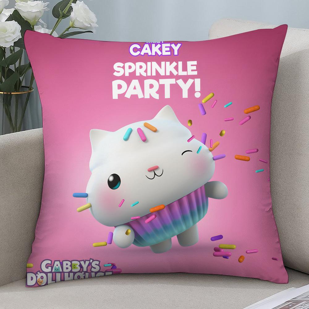 Federa Cuscino Gatti Casa delle Bambole di Gabby per Bambini Copricuscini Corti in Peluche Decorazione Divano Regalo Casa Stampa Double-Sided Federa Cuscino