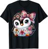 Adorable Floral Penguin Graphic Tee for Girls and Women