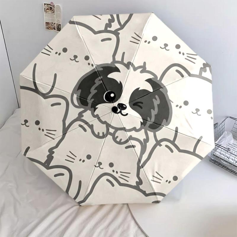 

1 шт. Автоматический складной зонт Shih Tzu - Мультяшный узор, Портативный и складной дизайн с 8 спицами, Рождественские и новогодние подарки разноцветный