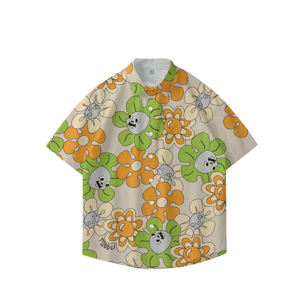 Summer 3D Printed Short Sleeve Flower Shirt Men'S Vintage Hawaiian Beach Casual Loose Men'S Large Size Shirt