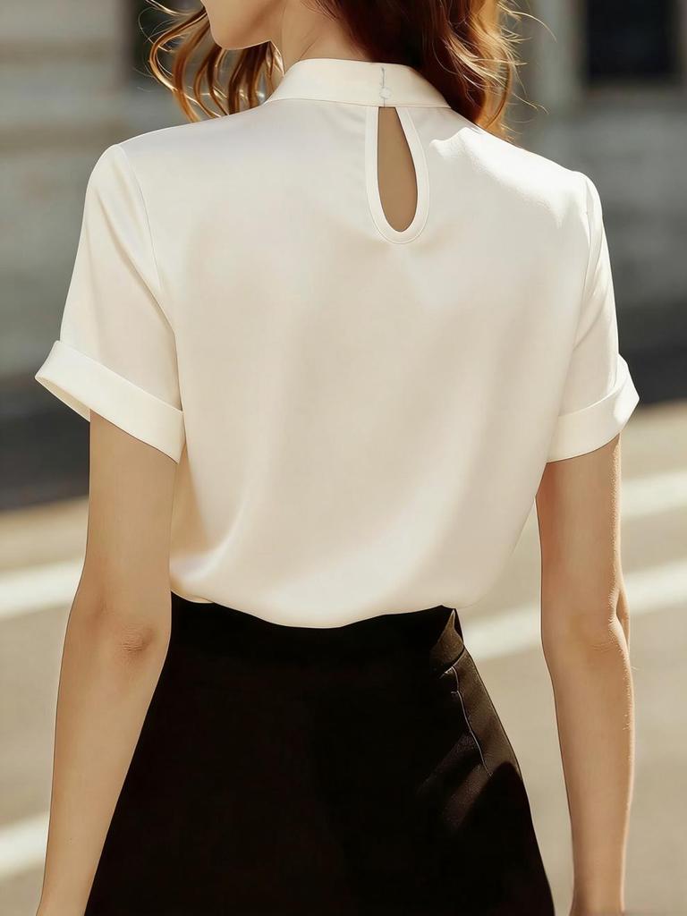 Satin Short-Sleeve Women's Top - Popular 2025 Style