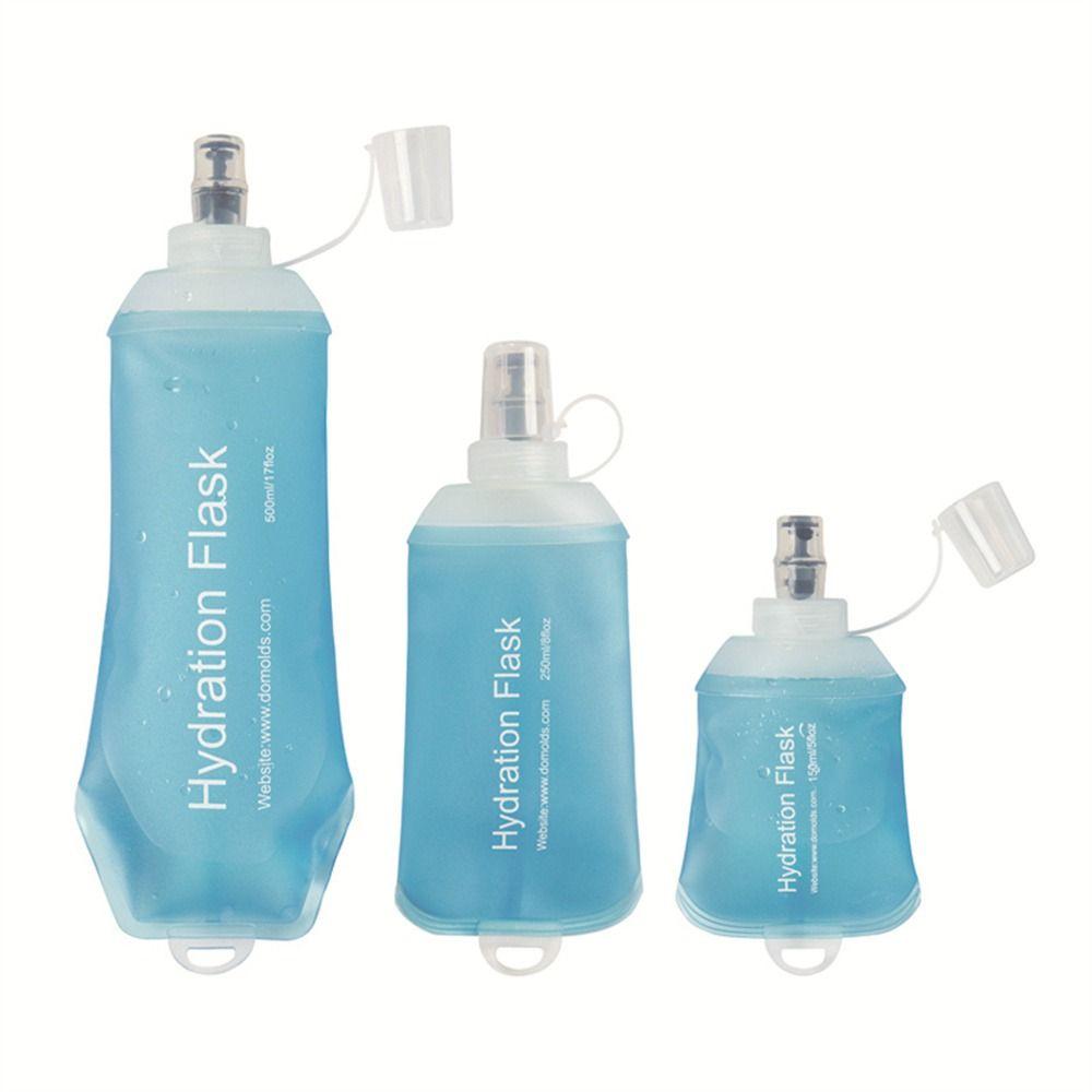 Ultralight TPU Folding Water Bottle Soft Flask Water Bag Sport Water Bottle Blue Collapsible Water Bottle 500ML 250ML 150ML