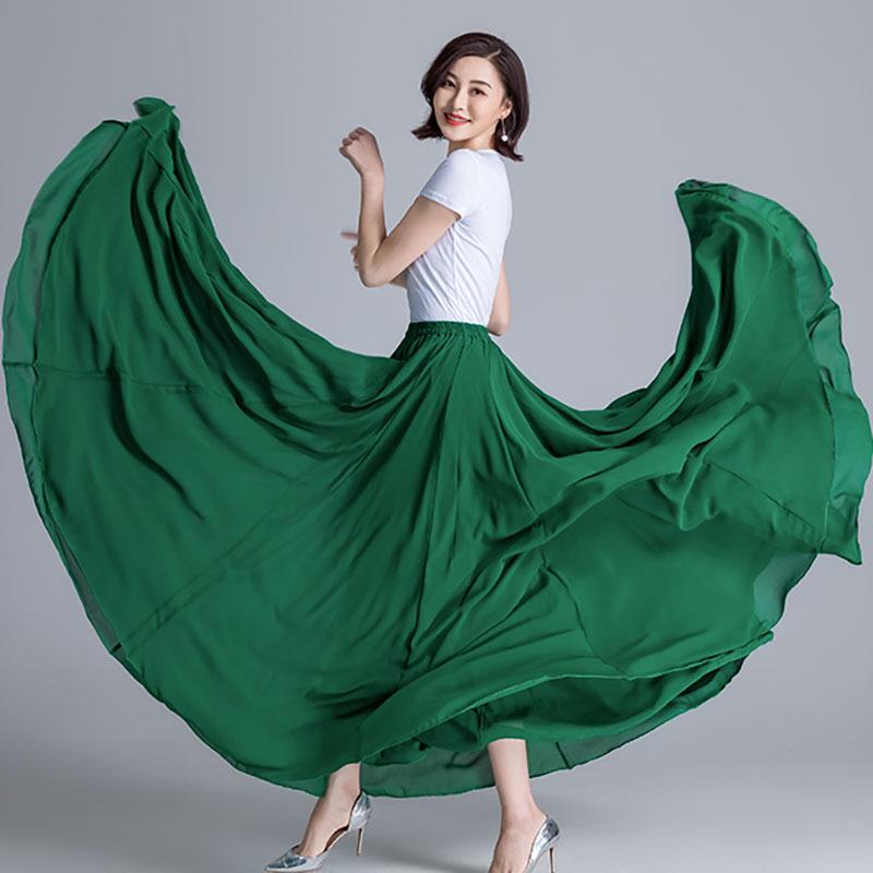 Elegantná šifónová swingová sukňa A-linie so 720-stupňovým vzorom pre moderný tanec a tanec Xinjiang