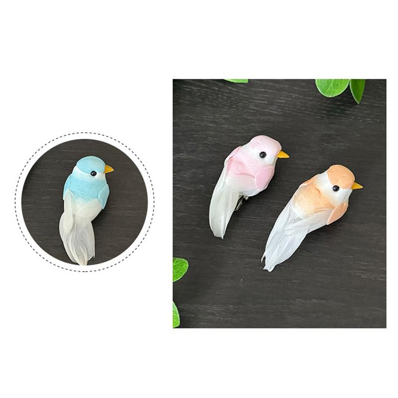 2Pcs Cute Artificial Birds Fake Foam Animal Simulation Feather Birds Models Tit Diy Craft Home Garden Floral Ornament Decoration