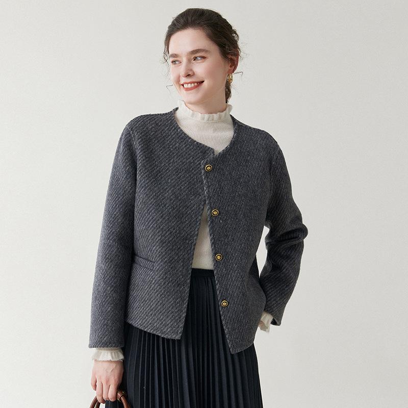 Damen Retro Wollmantel doppelseitig mit Metallschnalle - Kurz/Lang, Verdickt für Herbst/Winter