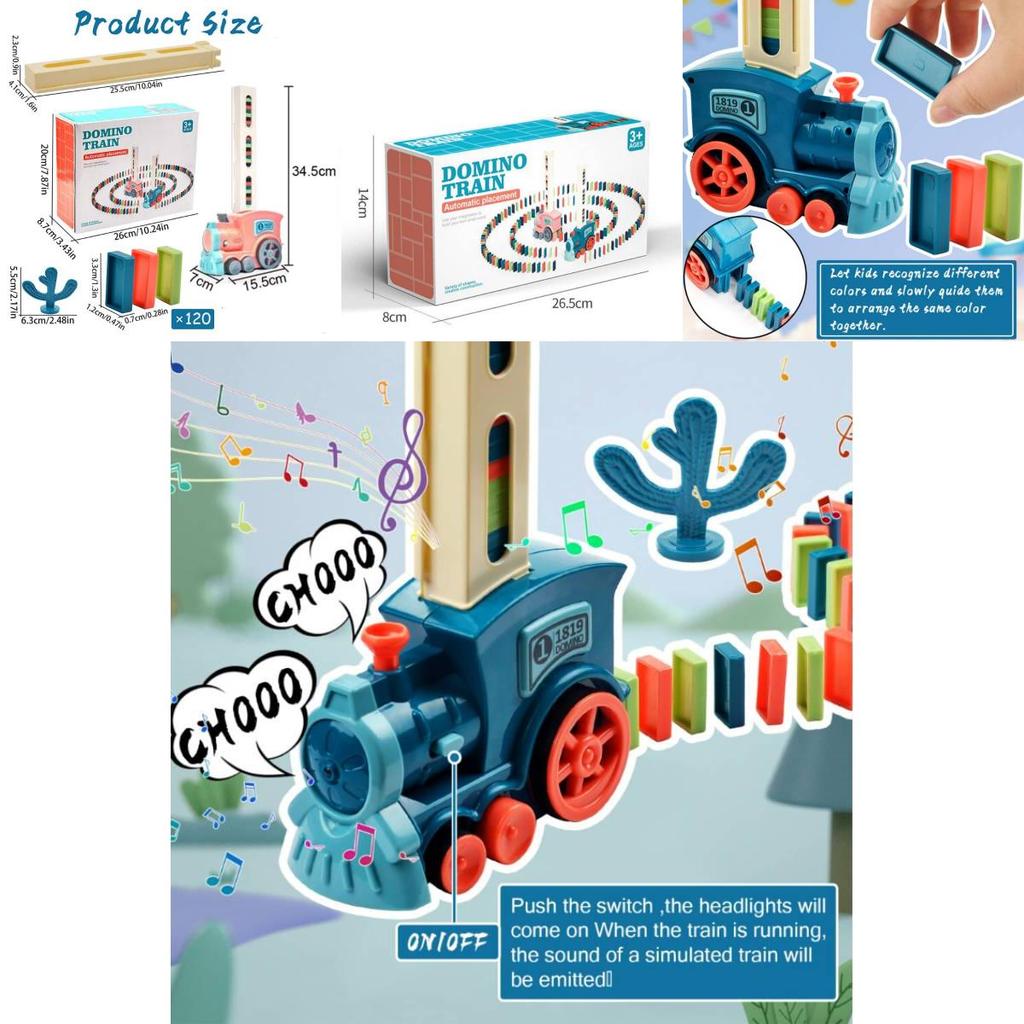 Multicolored Domino Train Set With Sound For Kids Educational Building Toys