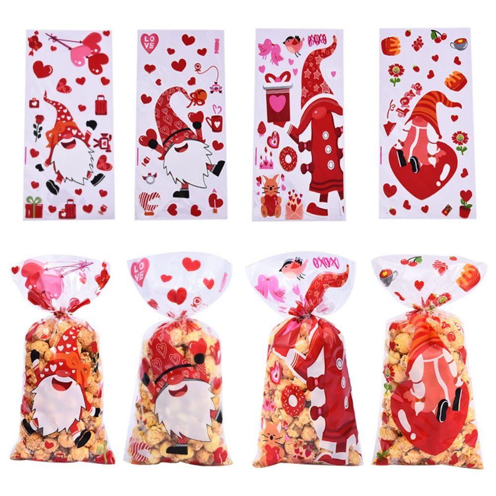 

50PCS Cartoon Christmas Candy Bag OPP 12.5*27.5cm Gift Packaging Bags Biscuits Snack Xmas Xmas Cookie Bags Party Supplies 14x16cm