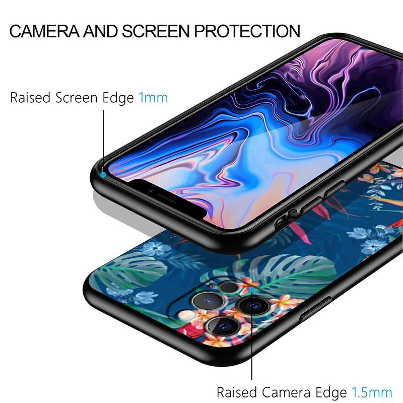 Bunte Blumenblätter für Apple iPhone 11 12 13 Max Mini 7 8 X XR XS Pro Plus Schwarze Luxus-Silikon-Softphone-Hülle