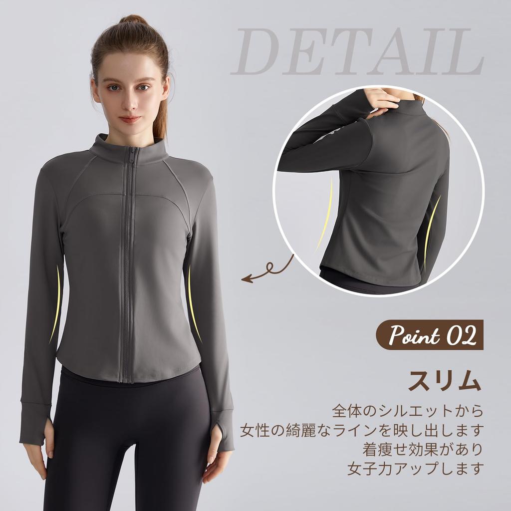 MORGEN SKY Long Sleeve Yoga High Full Zip Hoodie with Perfect for and WT050 Size Women's Shirt, Neck, Thumbholes, Fitness, Training, Spring/Autumn,