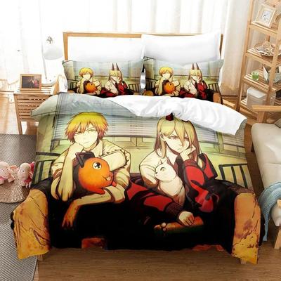 Demon Hunter Denshi Pokita Cartoon 3D Printed Comforter Set Bedding Sets Kids Single Bed Twin Bed Bed Bedroom Decoration