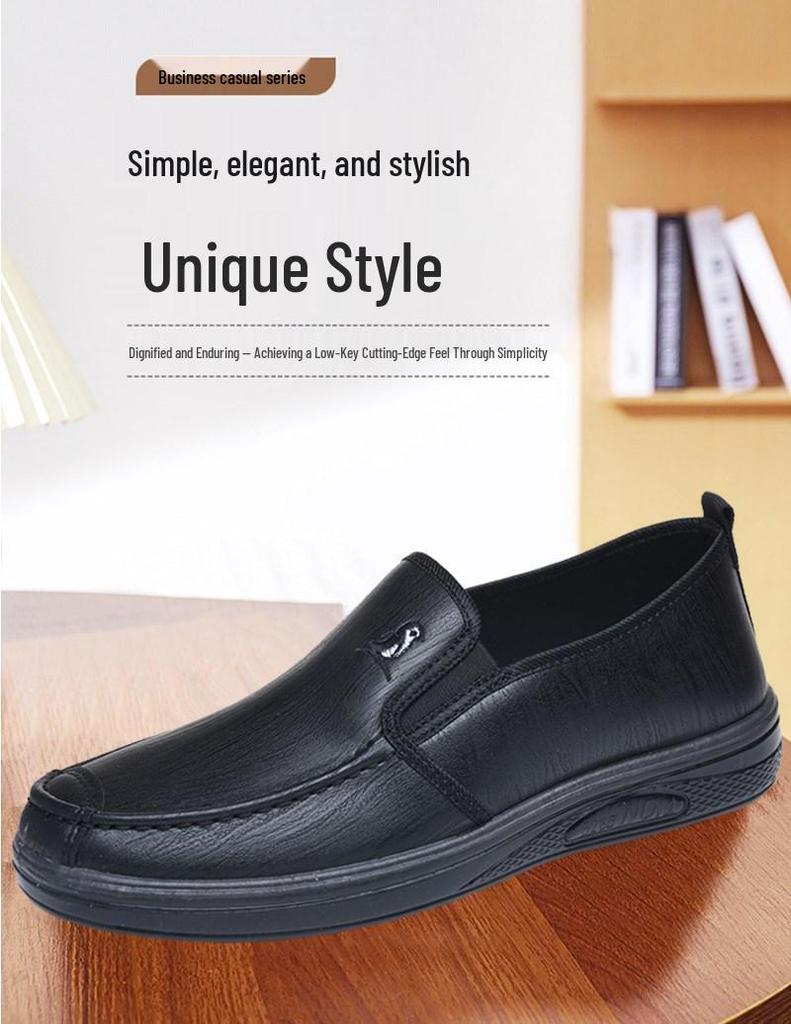 Men's Waterproof Leather Non-Slip Casual Shoes for Spring/Summer - Chef/Hotel Work Friendly