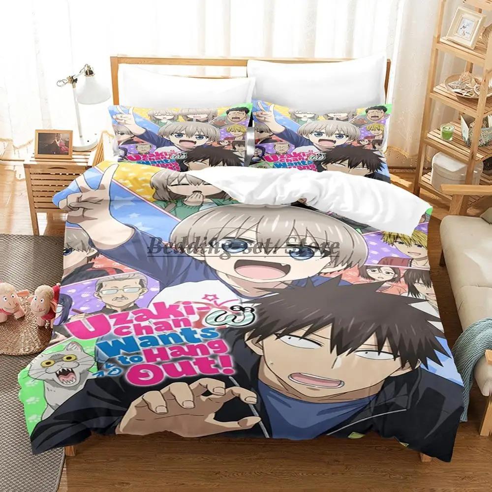 Uzaki-chan Wants To Hang Out! Bedding Set Single Twin Full Queen King Size Bed Set Aldult Kid Bedroom Duvetcover Sets Anime