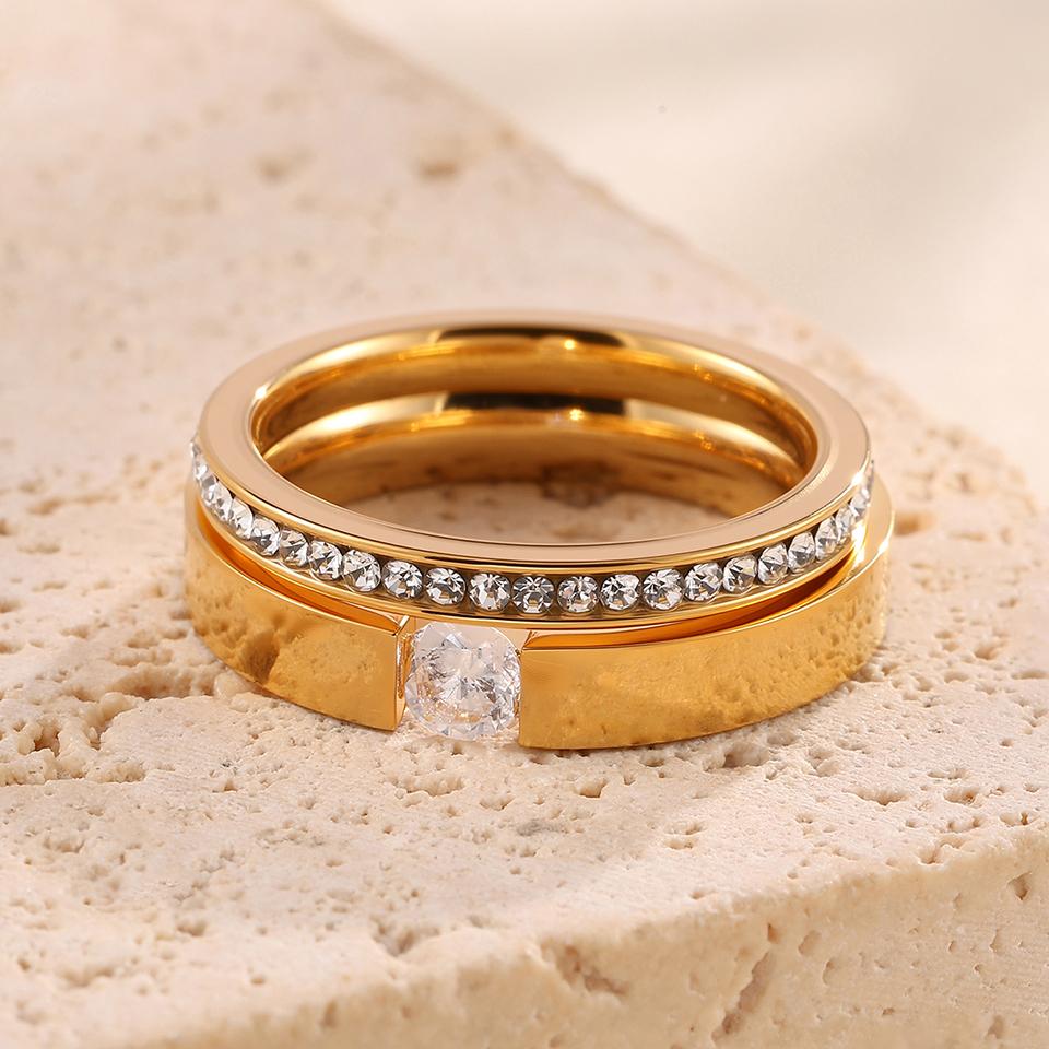 

ZAKOL Классическое круглое кольцо из нержавеющей стали с цирконом для женщин, модное серебряное/золотое цвета, обручальное кольцо для пары, подарок с цирконом 8