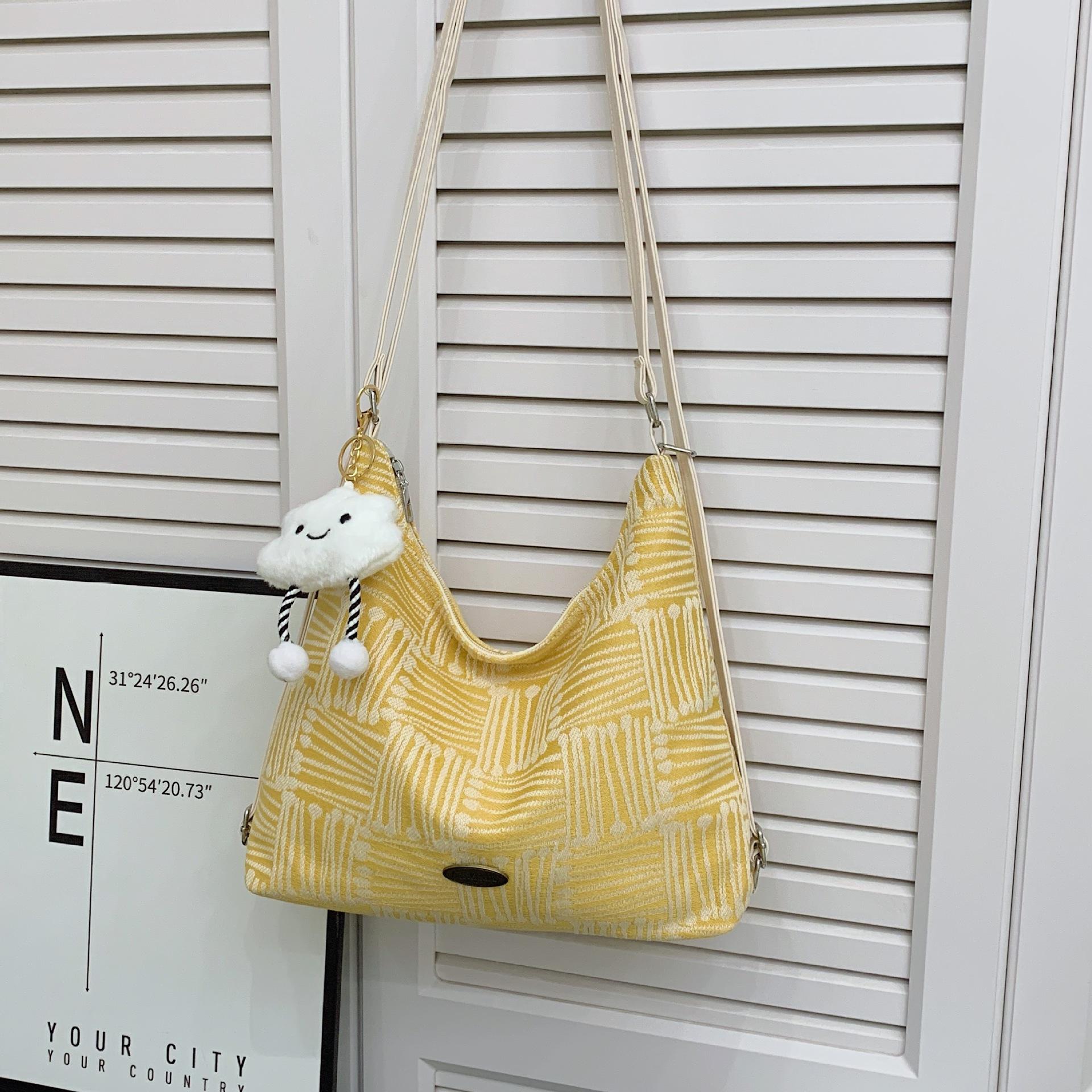 

Холщовая модная полосатая сумка-тоут Женская сумка Высокий класс Нишевая Женская Свежая и милая На одно плечо Кроссбоди Женская сумка жёлтый