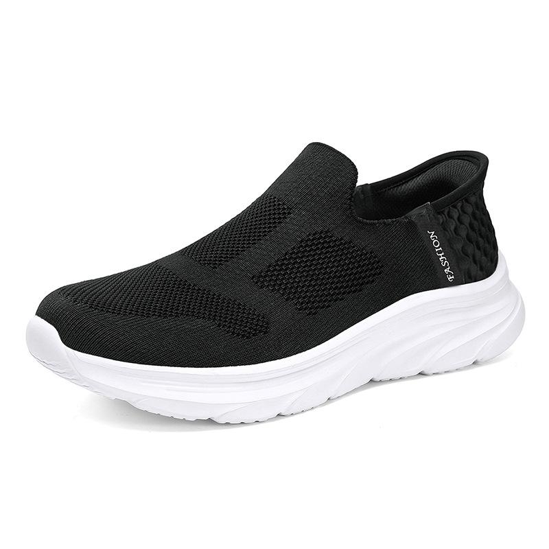 Large Size Spring New Casual Sports Running Shoes Soft-soled Lazy Shoes Fly-woven Breathable One-pedal Mesh Shoes