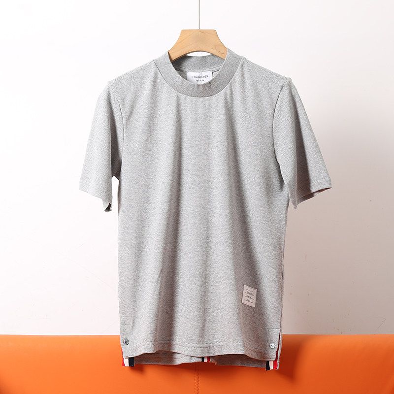 Short-Sleeved T-Shirt with Back Webbing, Unisex Couple Style, Summer Fashion Trendy Brand, Knitted Casual Round-Neck Versatile Top