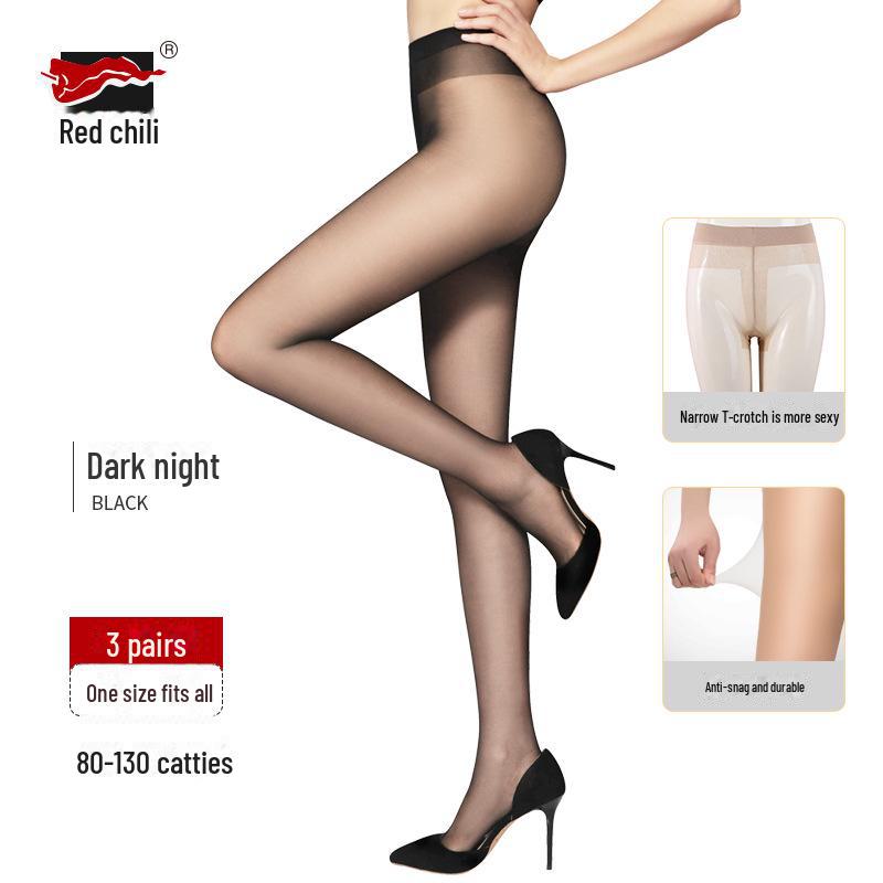 Red Pepper Anti-Snag 15D Silk Stockings for Women - Durable, Thin, Narrow T-Crotch Pantyhose with Skin Care Benefits